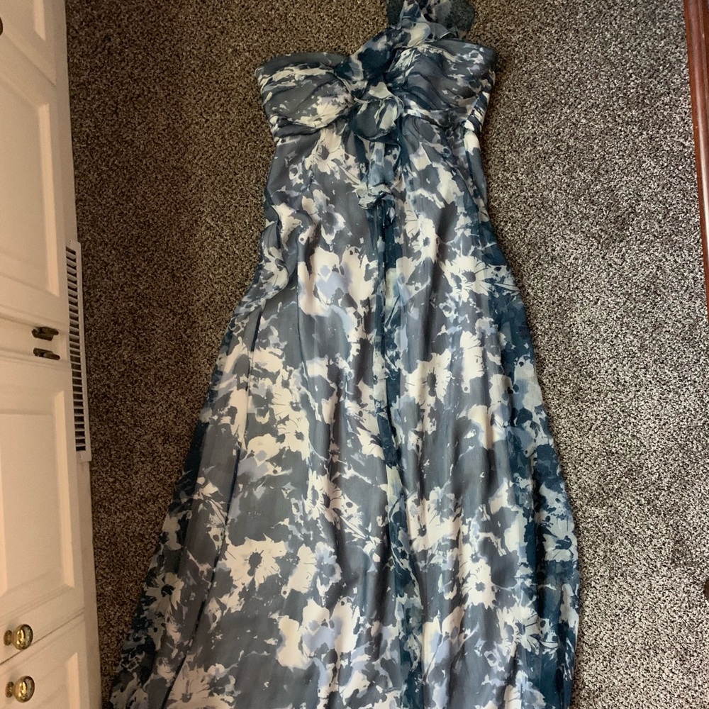 Amsale one shoulder floral bridesmaid dress